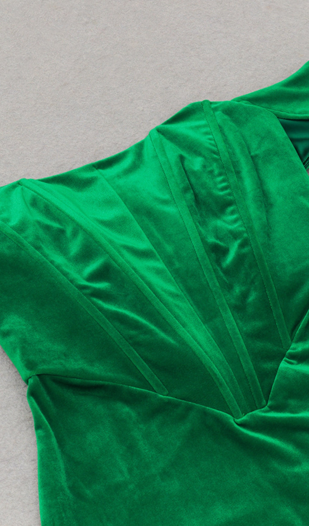 Velvet Off - Shoulder Corset Midi Dress in Green