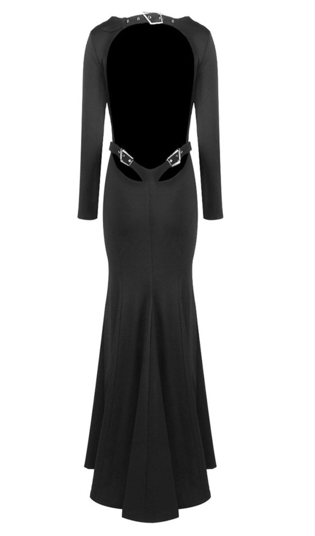 Long Sleeve Mermaid Maxi Dress in Black