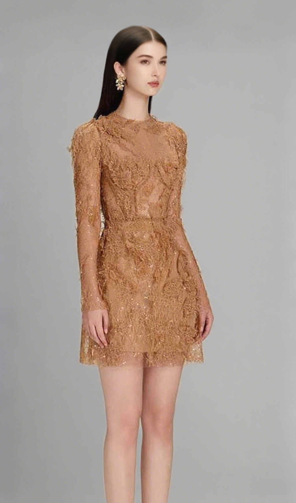 FLORAL AND RAMAGE EMBROIDERY MIDI DRESS