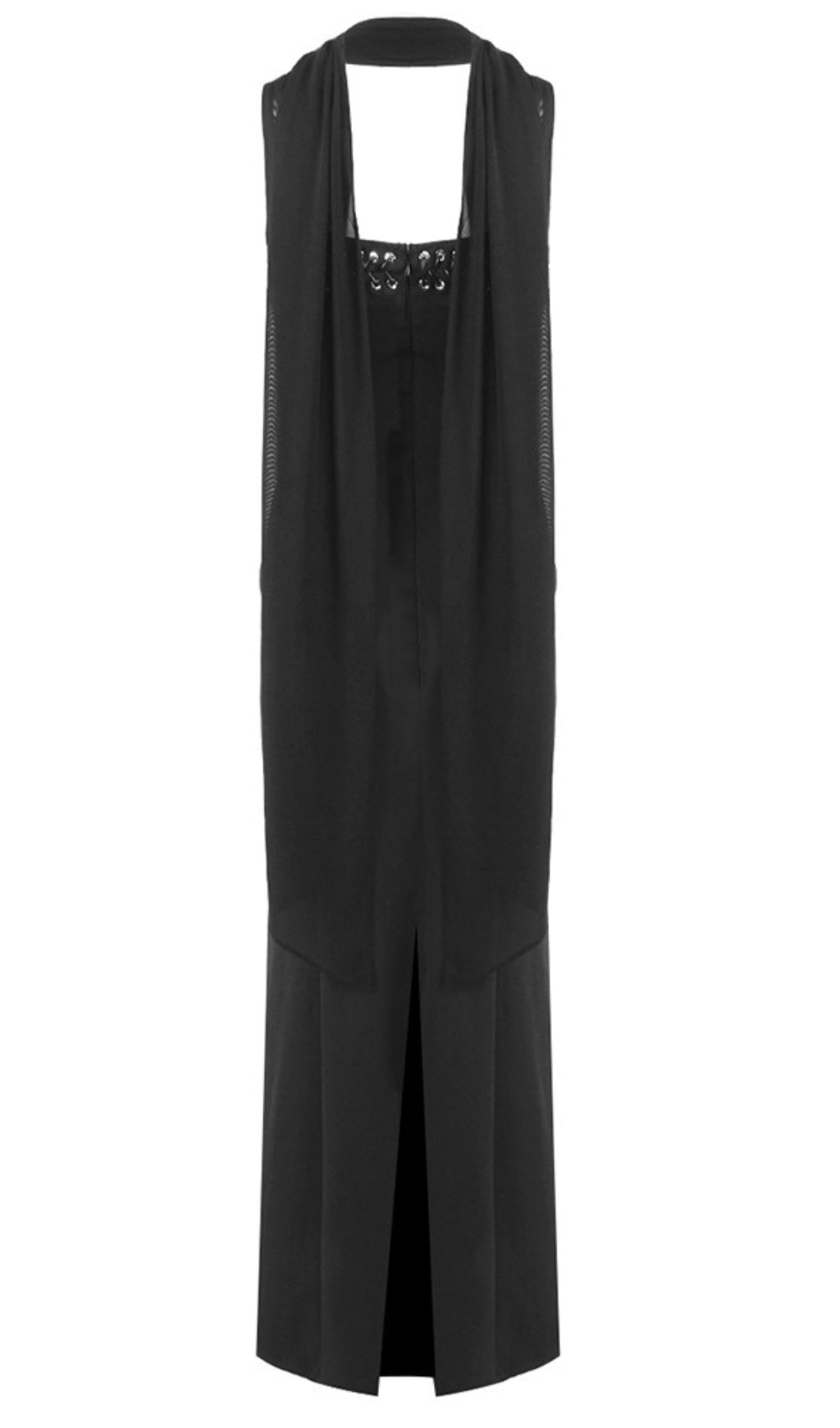 Halter Neck Lace Up Cut Out Maxi Dress in Black