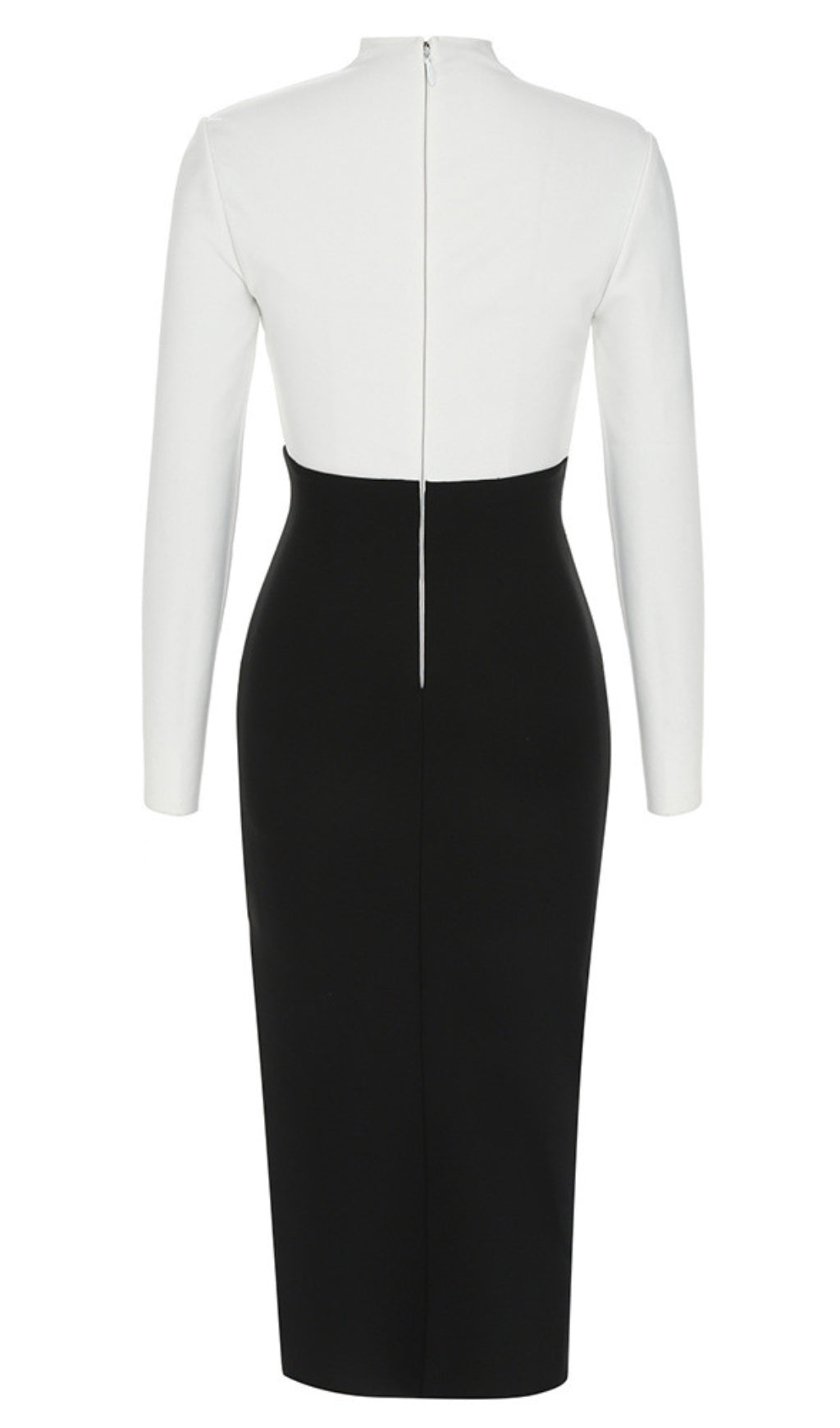 Asymmetric Wrap Midi Dress in Black And White
