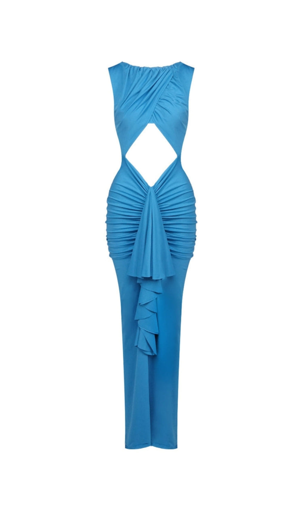 Lily Draped Cutout Maxi Dress in Blue - Elegant Evening & Event Gown