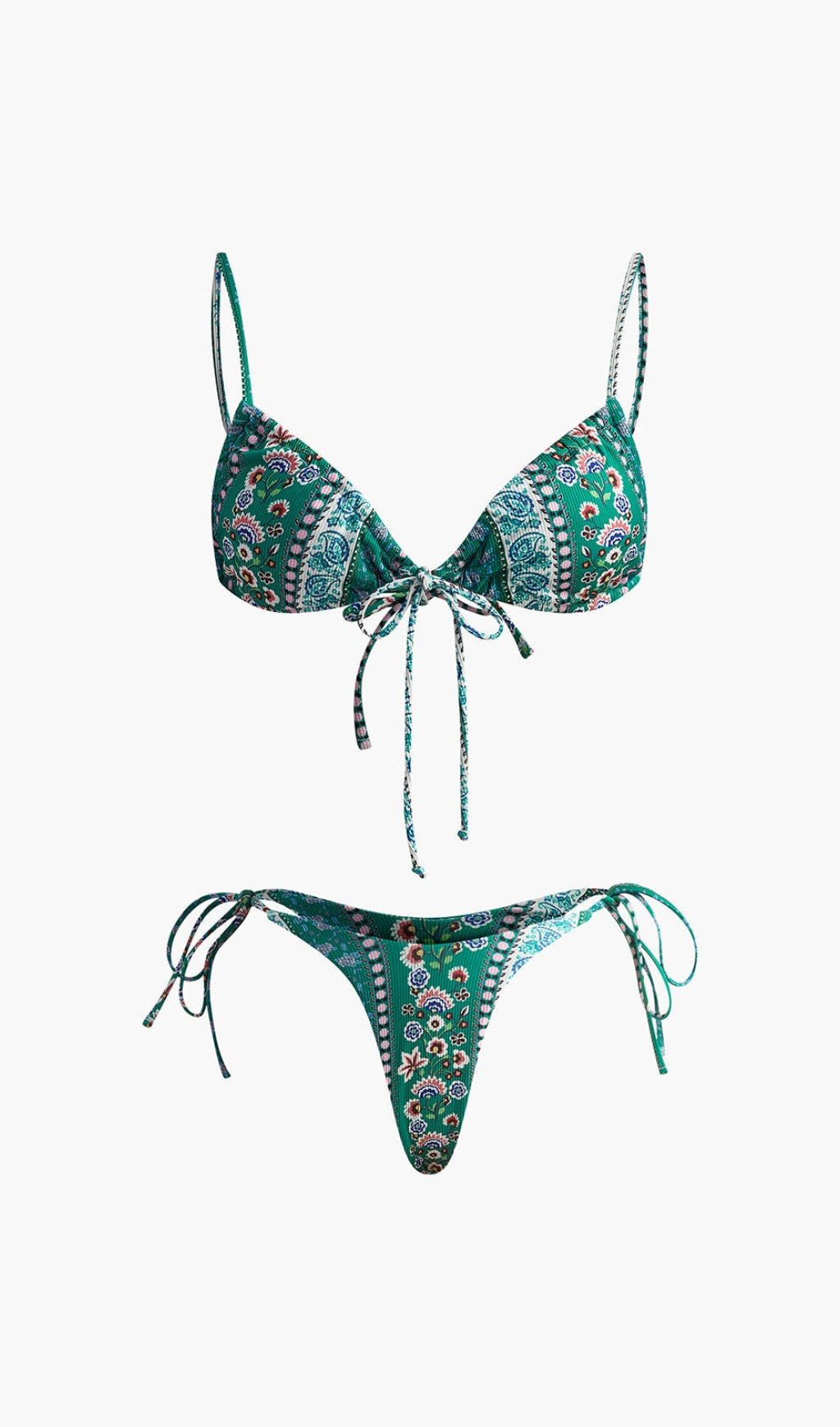 Floral Front Tie Bikini Set