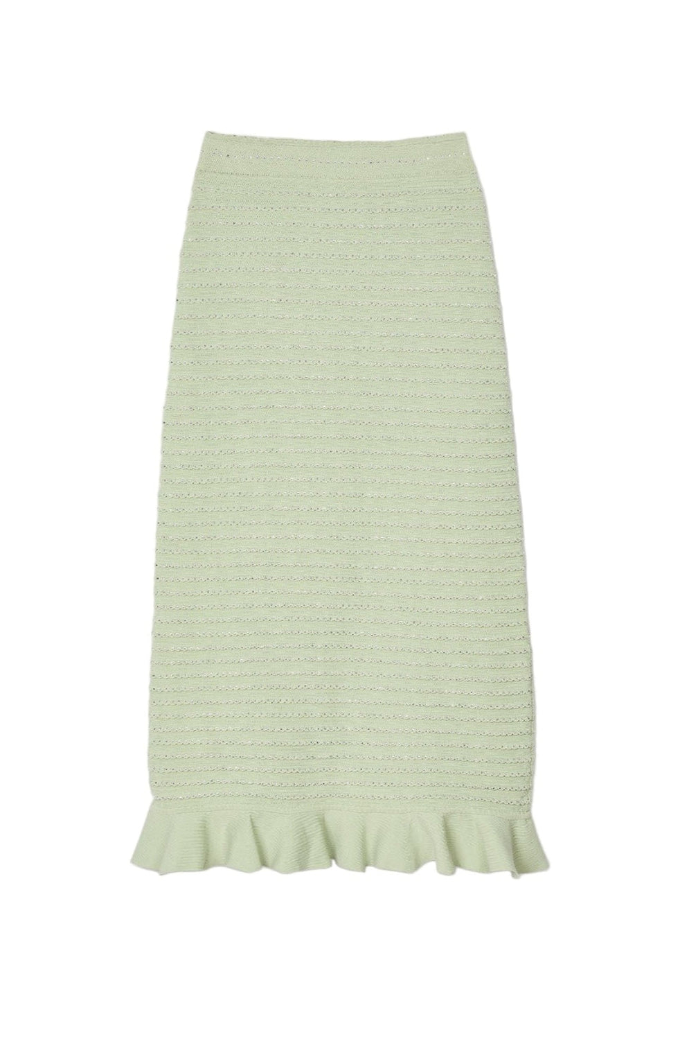 Rhinestone knit maxi skirt in Almond Green